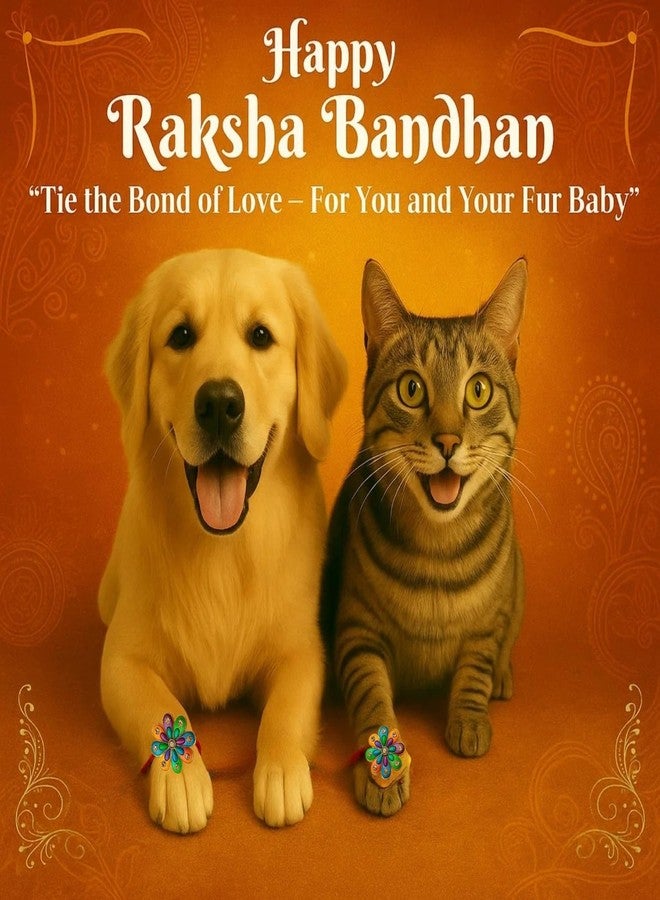 Western Era Stylish Pet Rakhi for Dog & Cat | Roli Chawal | Handcrafted Raksha Bandhan Gift for Your Furry Brother | Love, Tradition & Bonding | Designer Rakhi | Celebrate Pawsome Love (Style 32) - Image 2